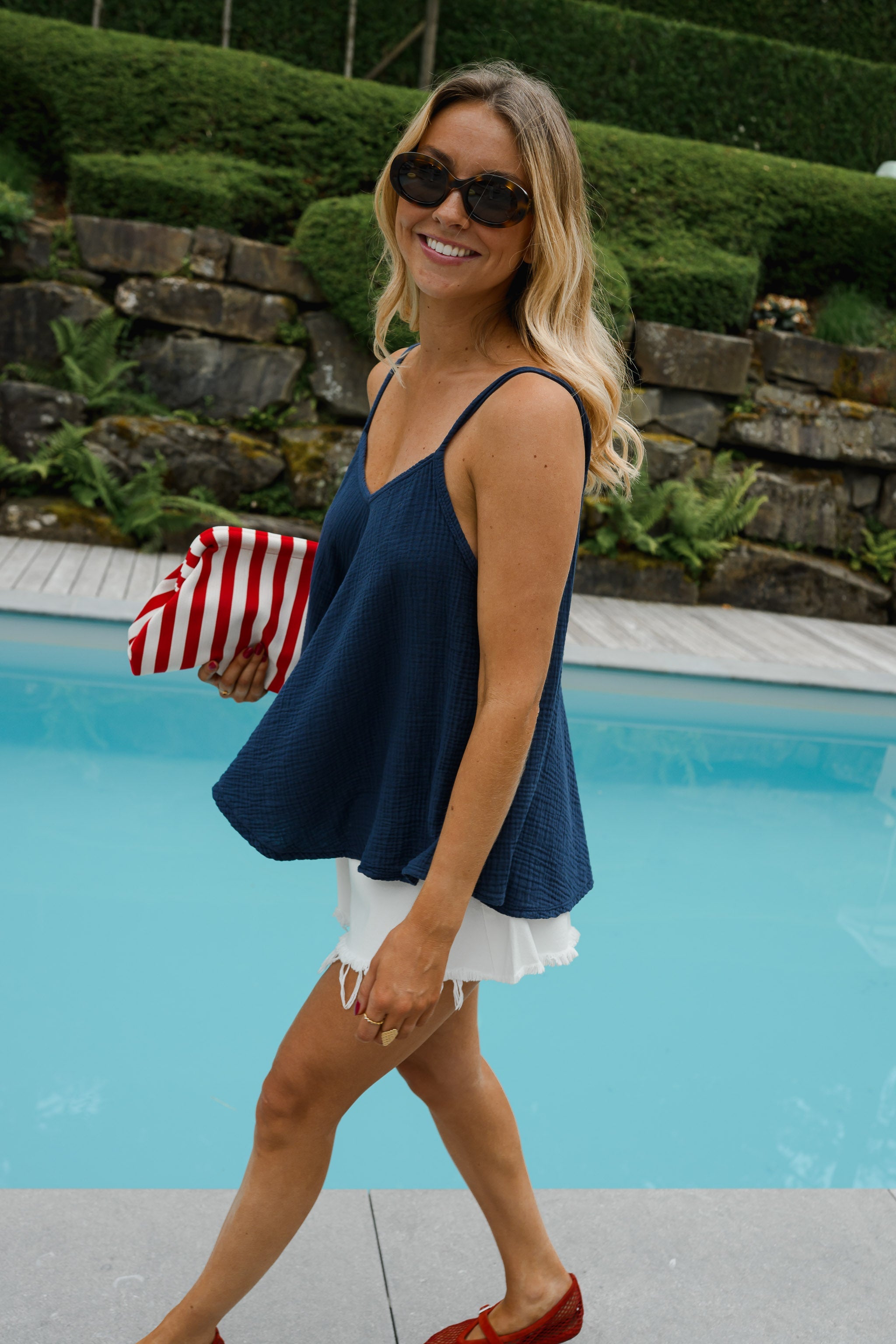 Blue Cotton Gauze Ellen Top