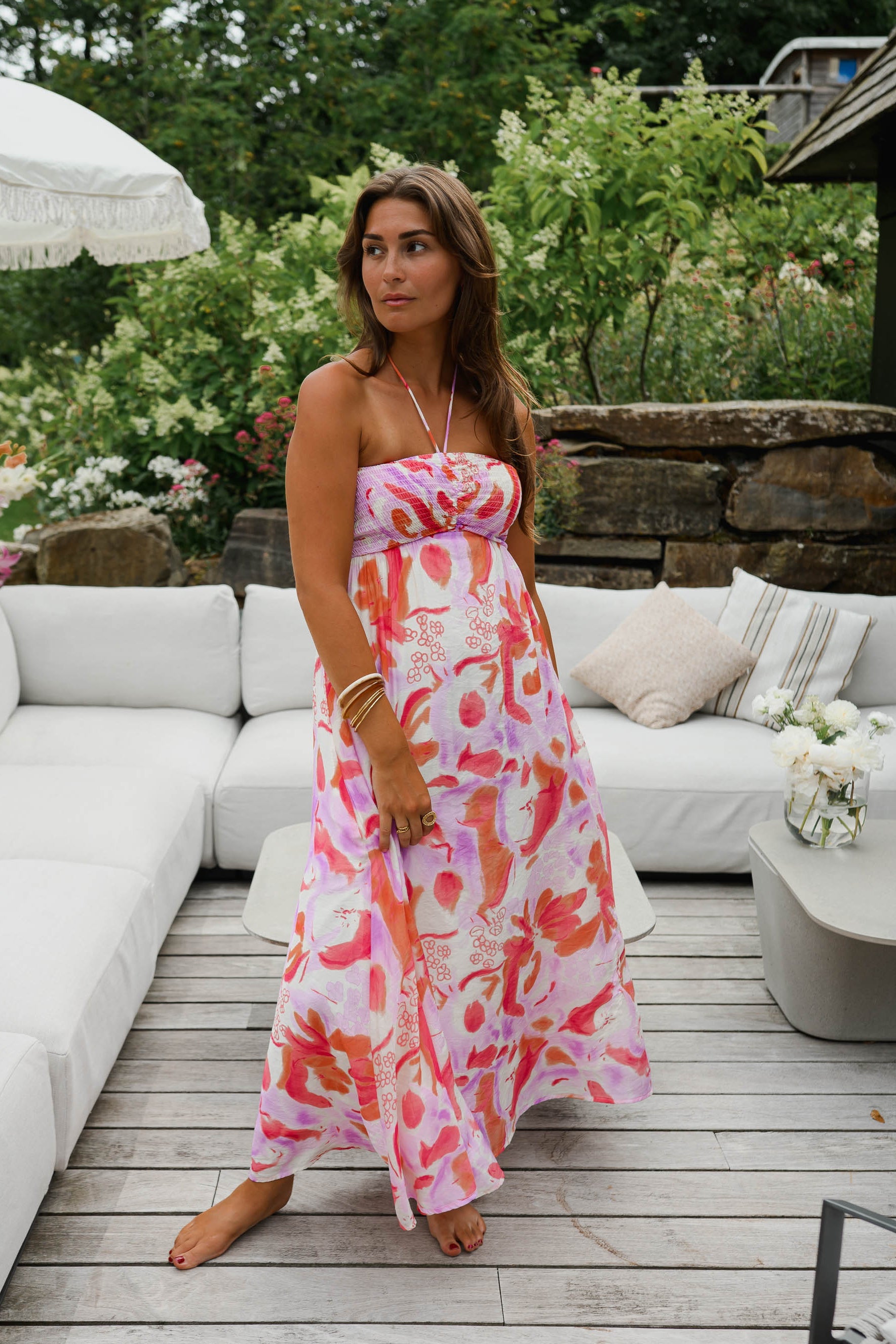 Orange Patterned Agathe Dress