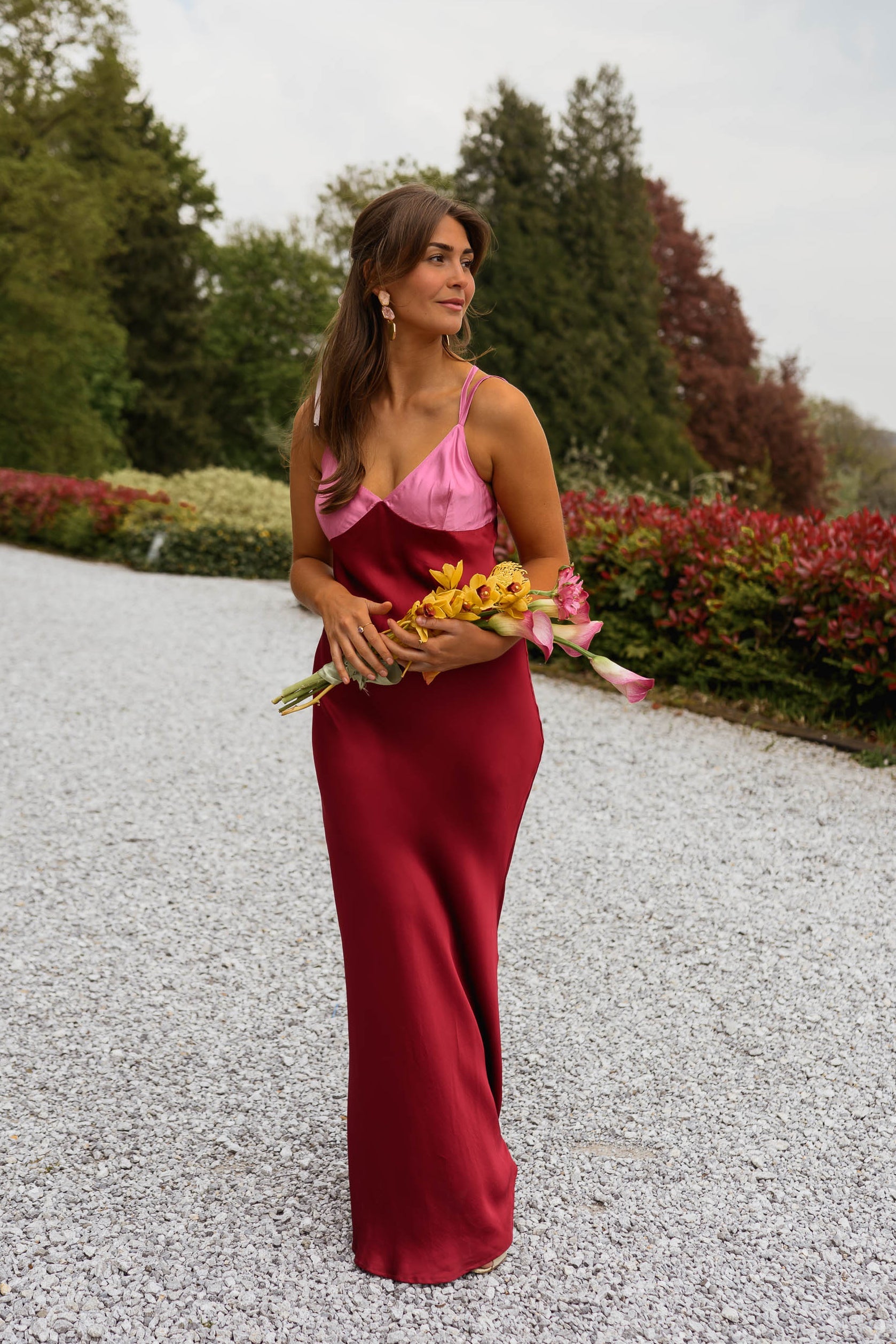 Pink And Burgundy Farah Dress