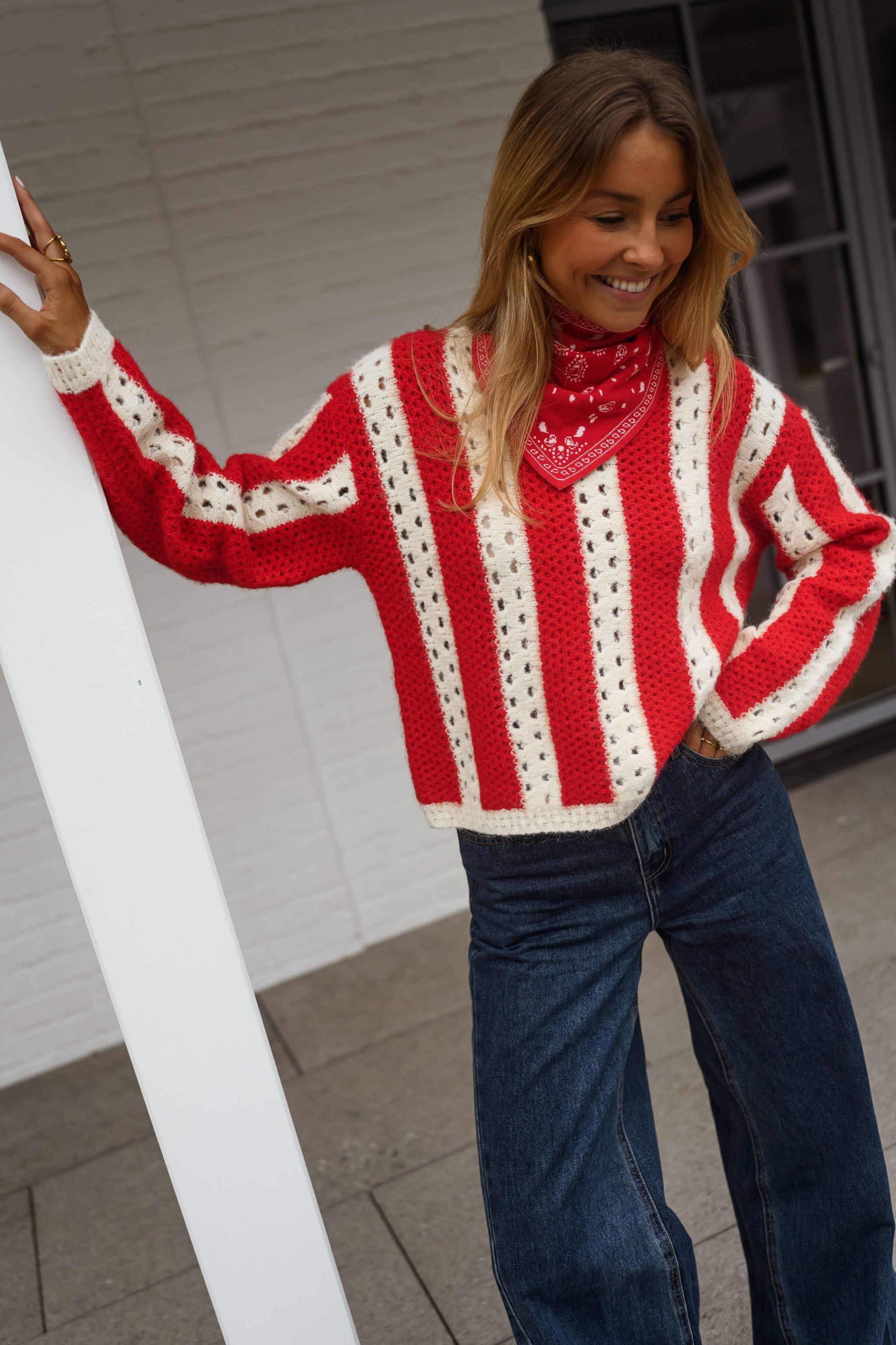 Red and Ecru Sage Sweater