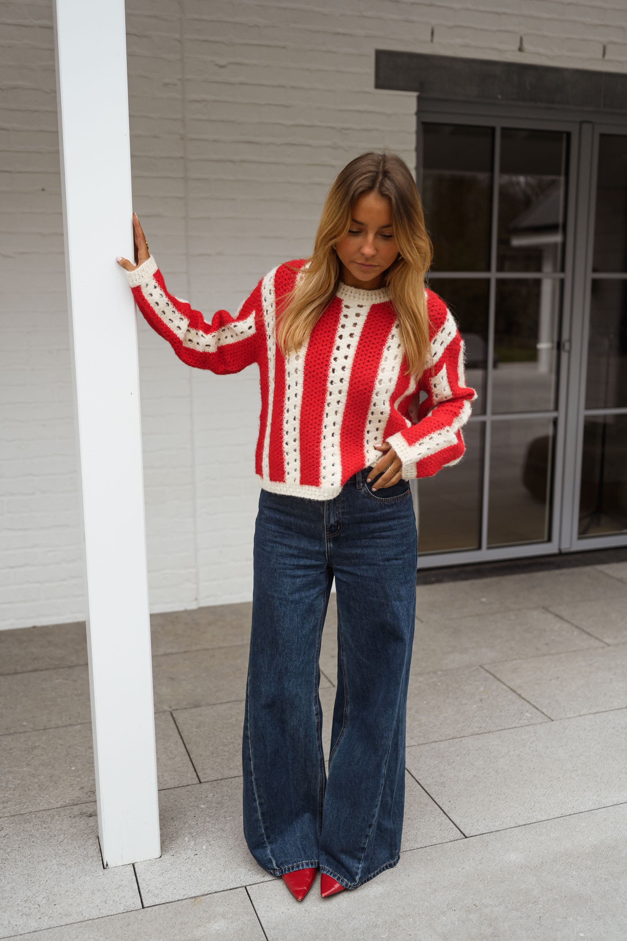 Red and Ecru Sage Sweater