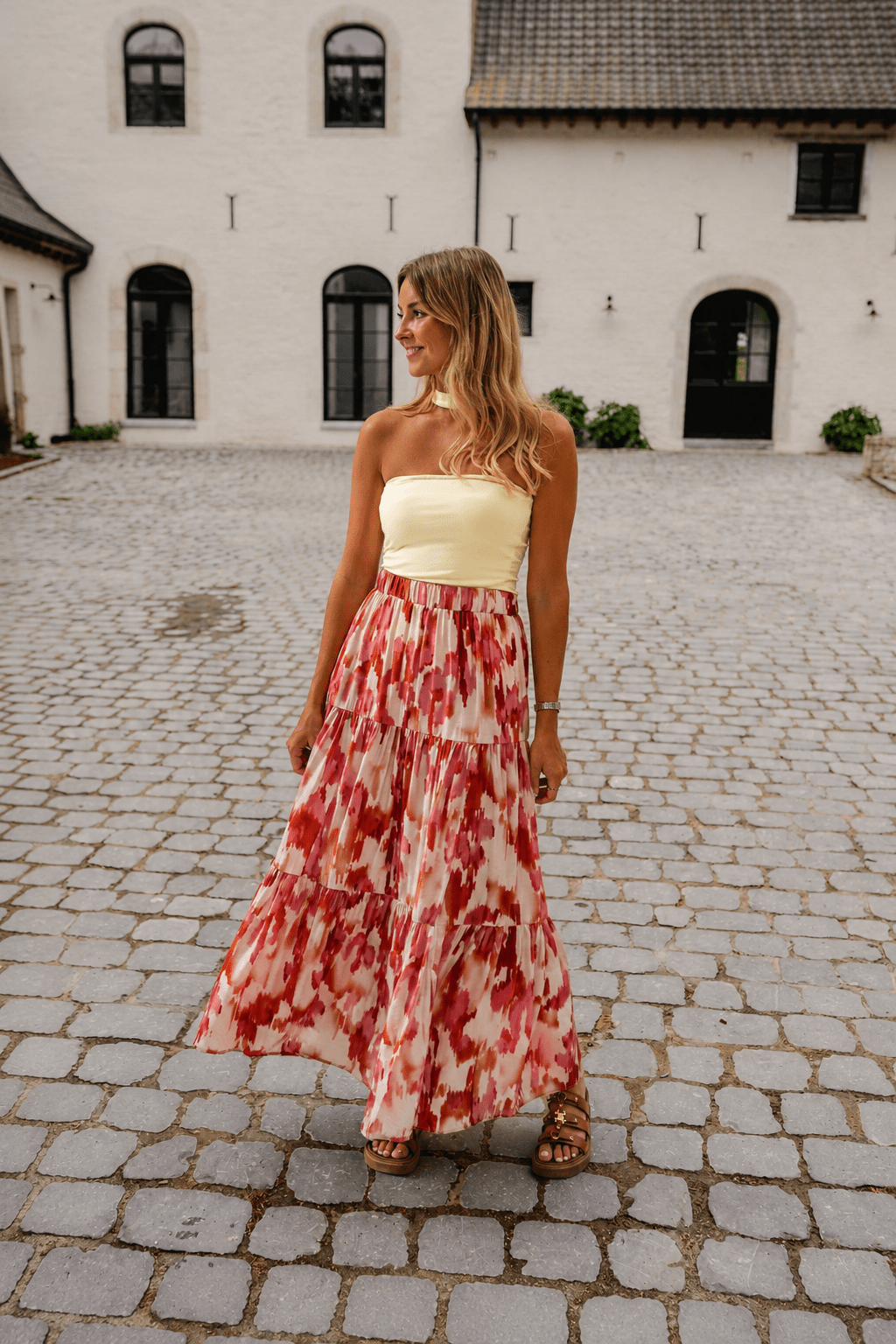 Red Patterned Nunza Skirt