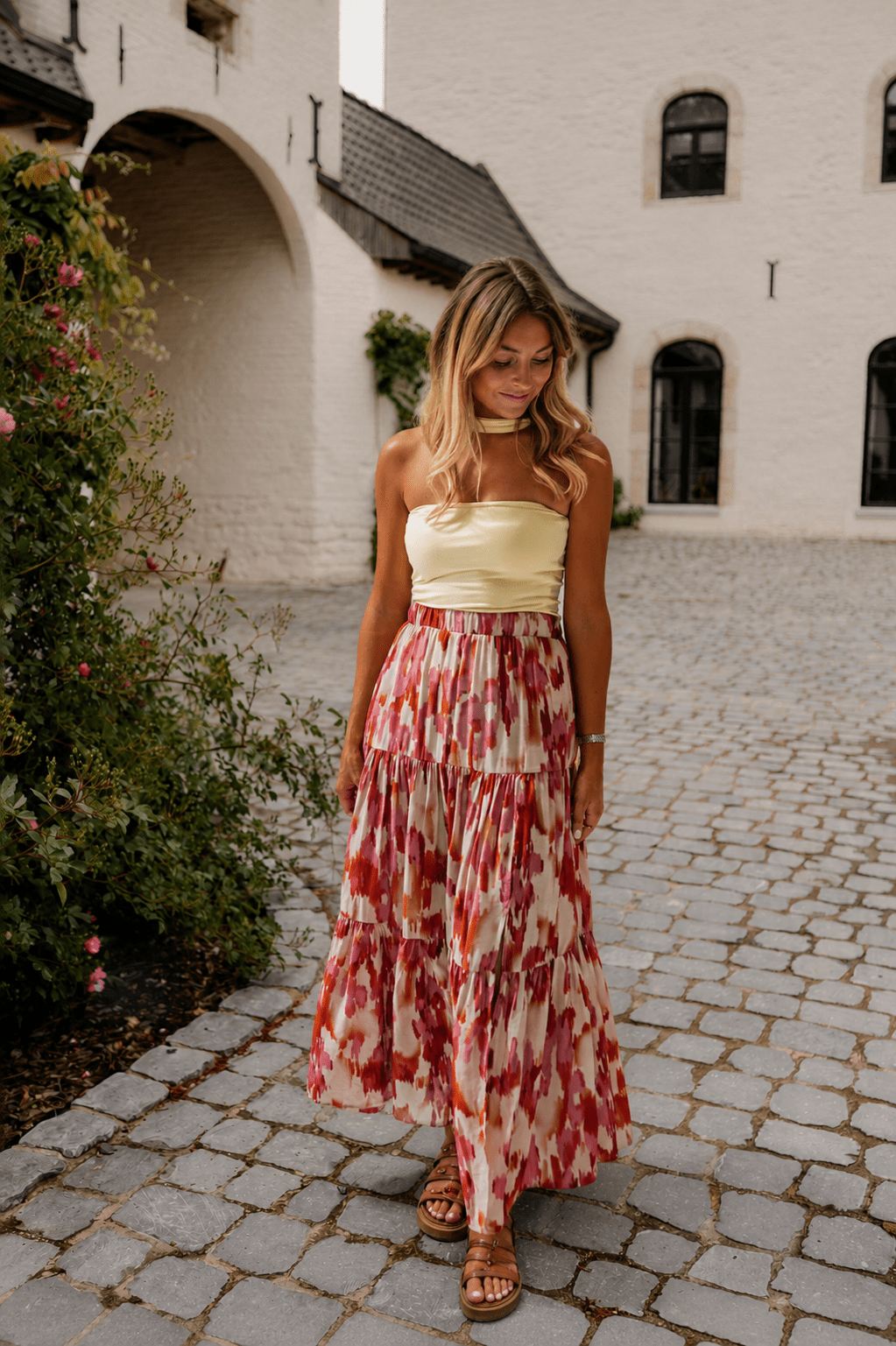 Red Patterned Nunza Skirt