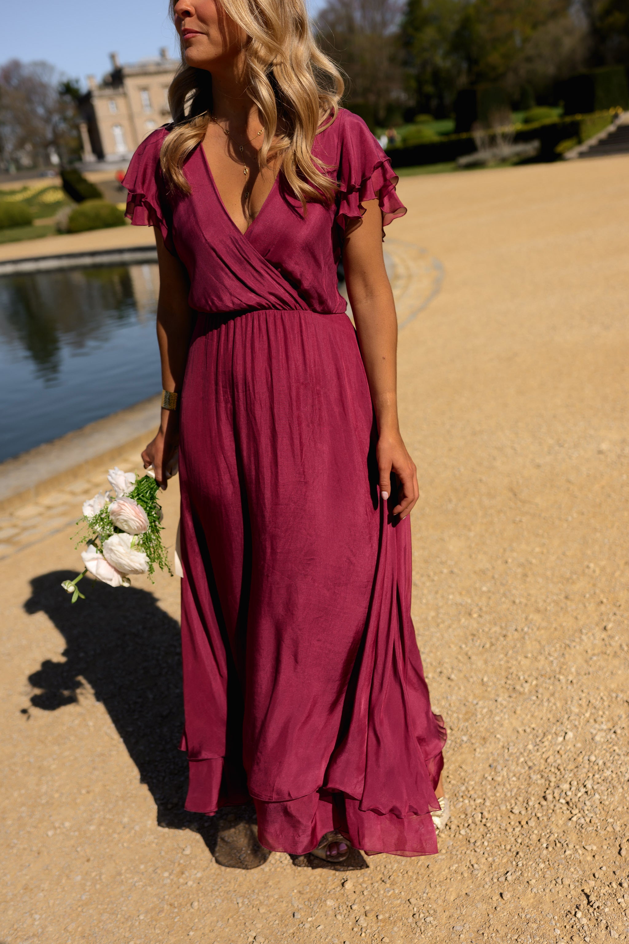 Raspberry Silk Francoise Dress