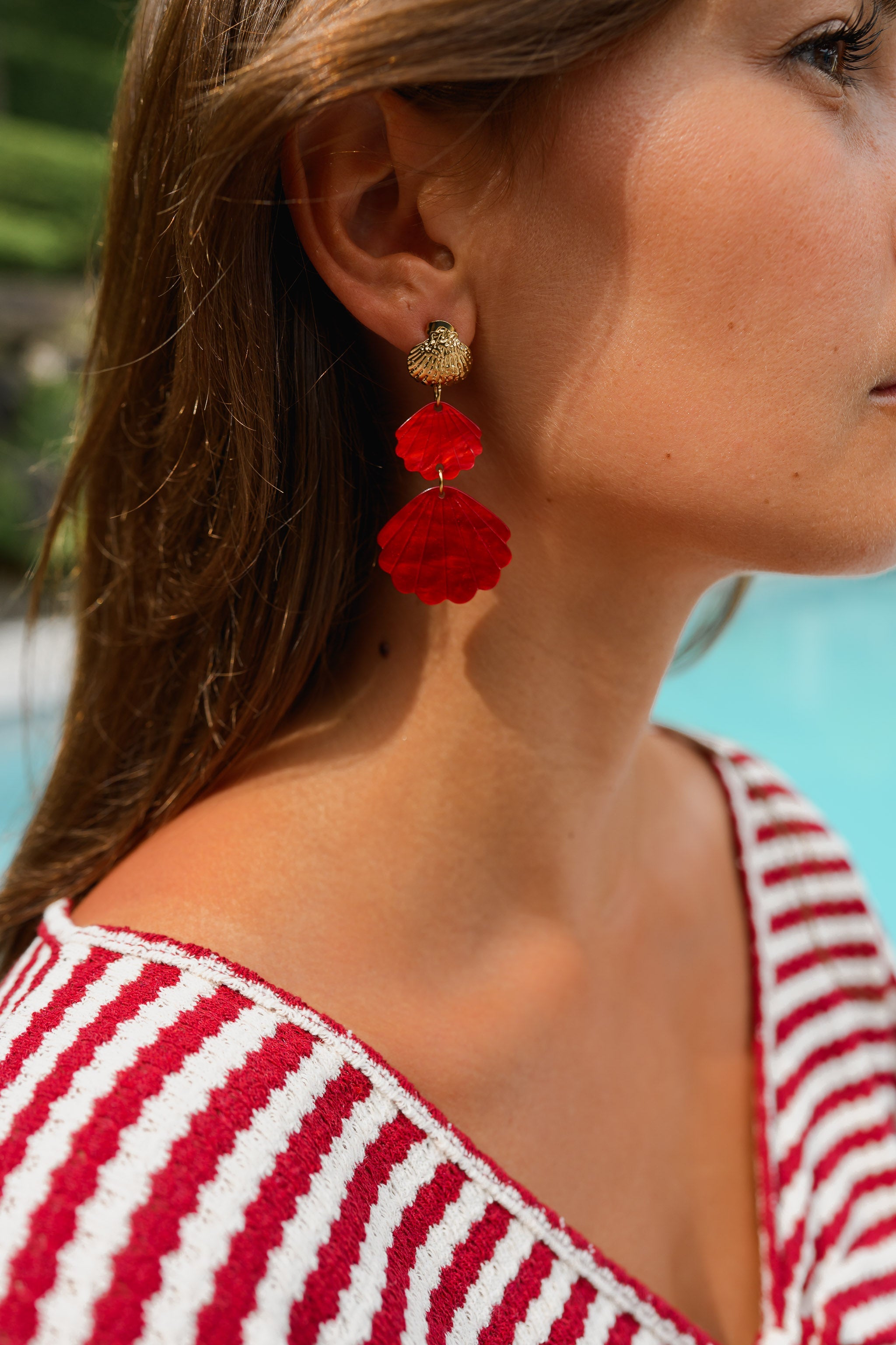 Red Shelly Earrings
