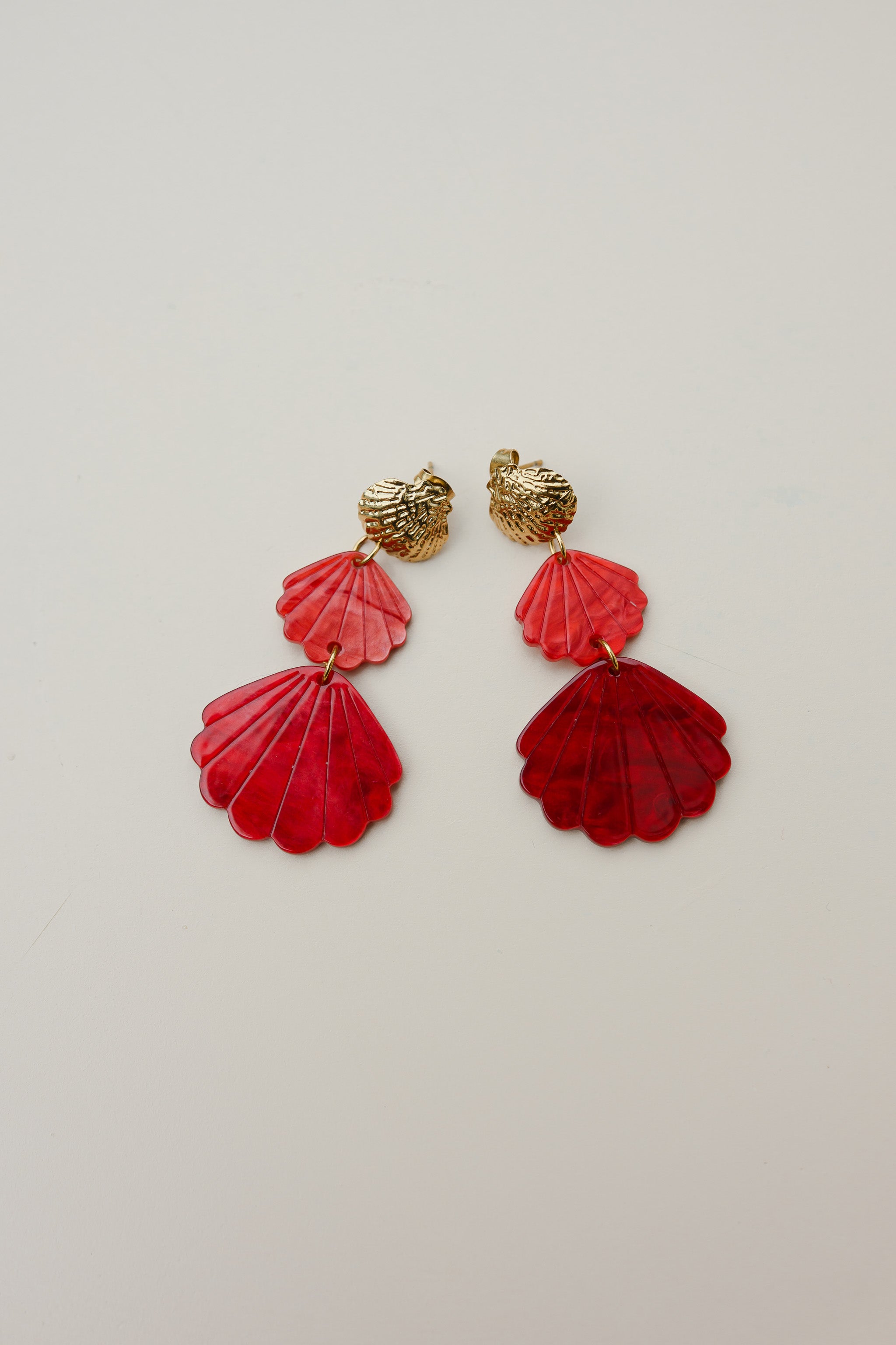 Red Shelly Earrings
