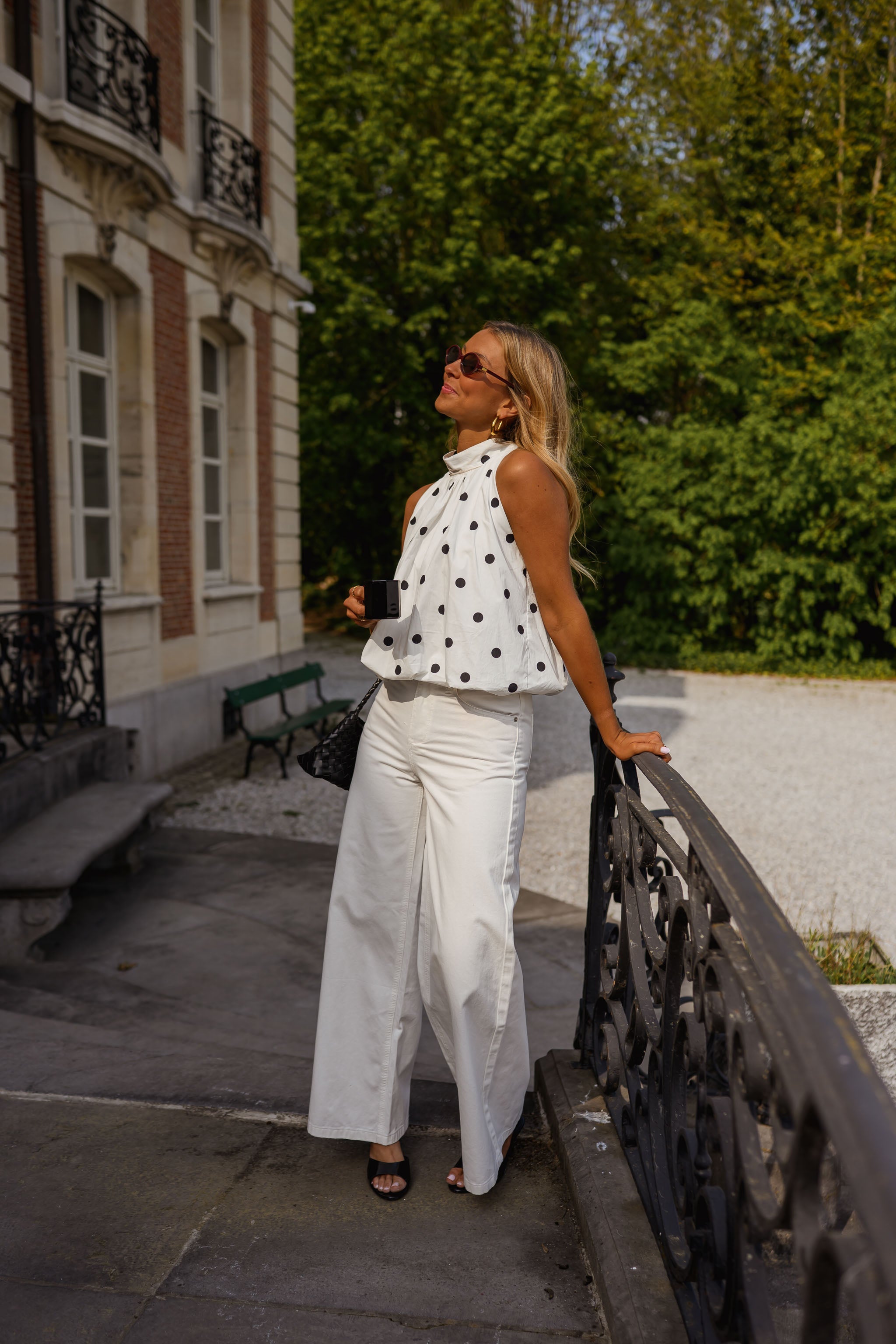 White Polka Dot Cipriani Top