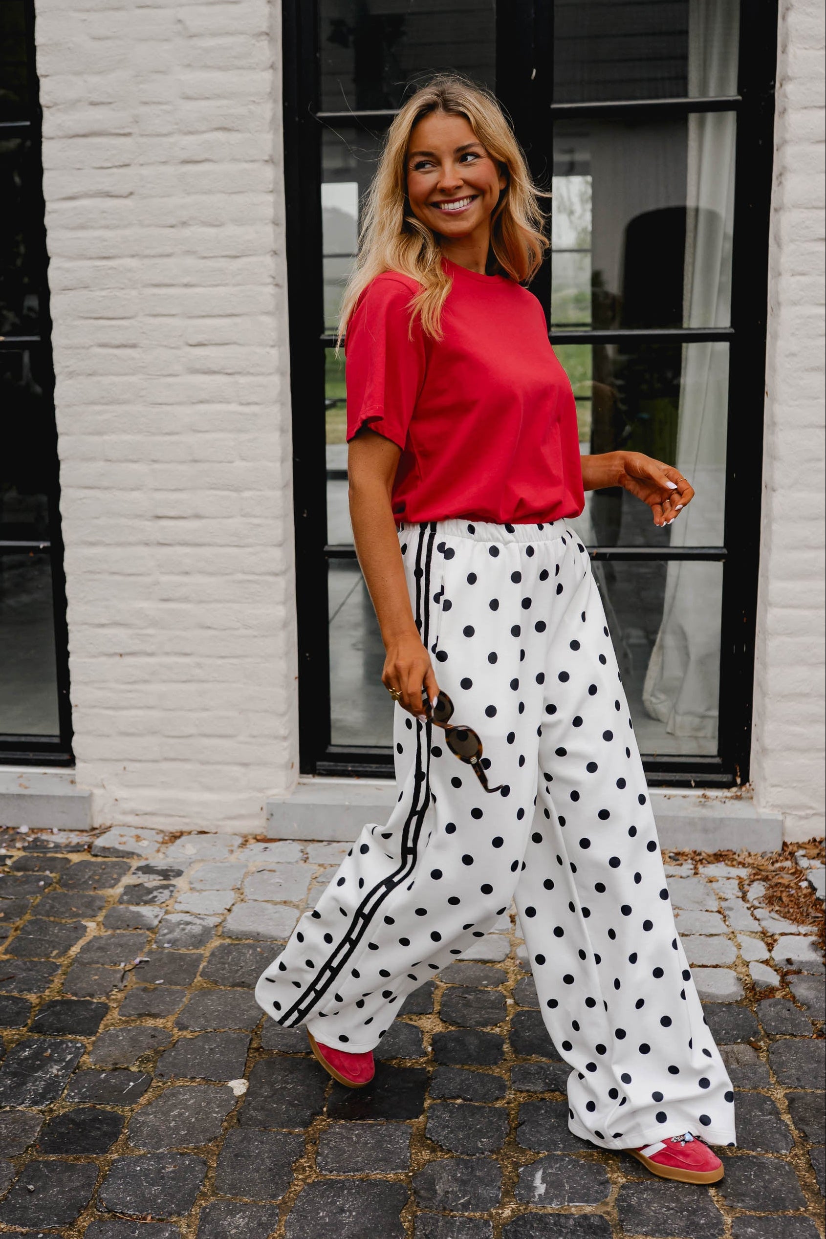 White Polka Dot Loosa Jogggers