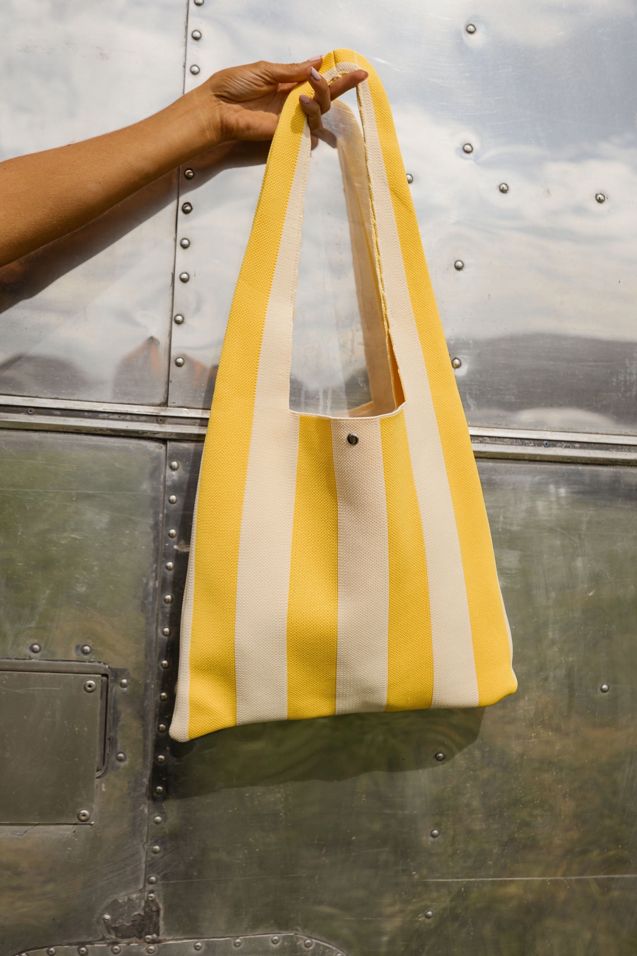 Yellow With Ecru Stripes Mael Bag